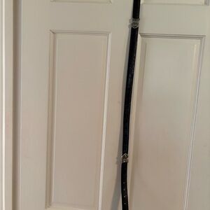 Black Leather Belt with Silver Buckle